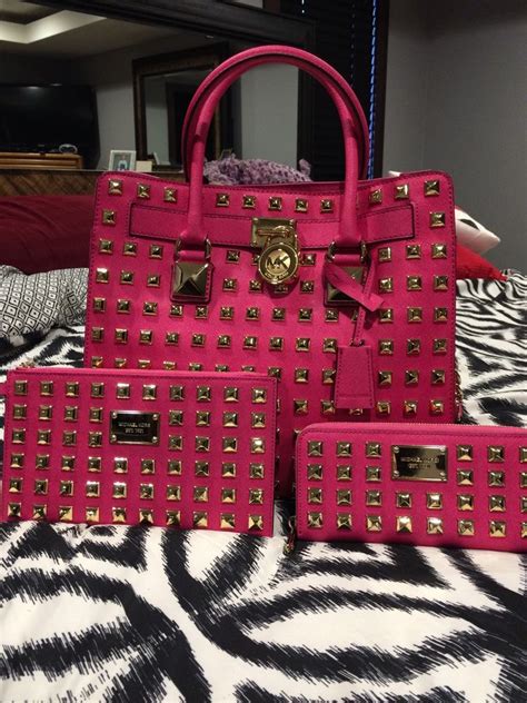 michael kors pink studded hamilton tote